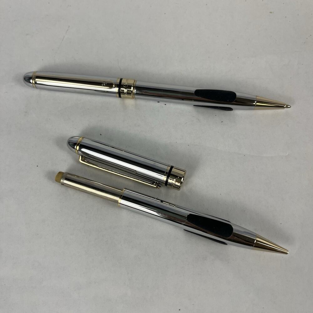 Vintage Pierre Cardin Chrome Gold Pen Pencil Set Boxed Bonus PDA Stylus PC Gift - Picture 6 of 16